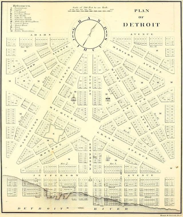 Historische Karte von Detroit
